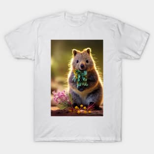 Cute quokka with Australian wild flowers v3 T-Shirt